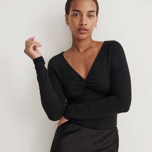 Madewell Twist-Front Long-Sleeve Tee true black - Picture 1 of 9